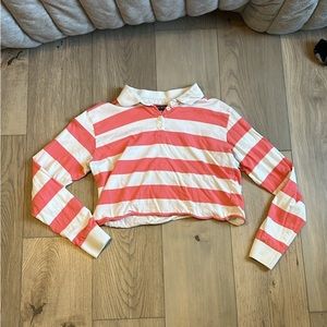 Wild Fable Size Small Cropped Pink Striped Rugby Tee